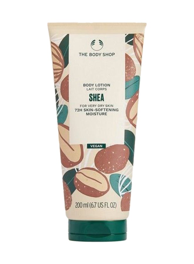 Shea Body Lotion – Creamy, Deeply Nourishing Moisturiser with Fair Trade Shea Butter | Softens Very Dry Skin, Provides 72hr Hydration | Non-Sticky, Non-Greasy, Vegan | Healthy-Looking Glow, Nutty Scent | Dermatologically Tested, 93% Natural Origin Ingredients | 200ml