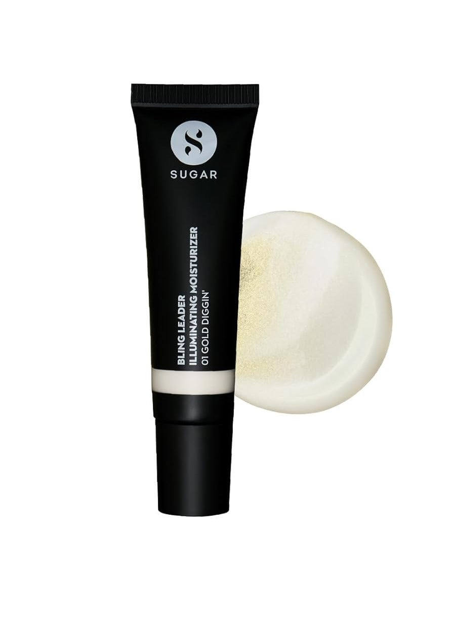 SUGAR Cosmetics Bling Leader Illuminating Moisturizer 01 Gold Diggin' Warm Gold Highlighter with Pearl Finish Lightweight Moisturizer and Highlighter, Protects against Pollution, Multi
