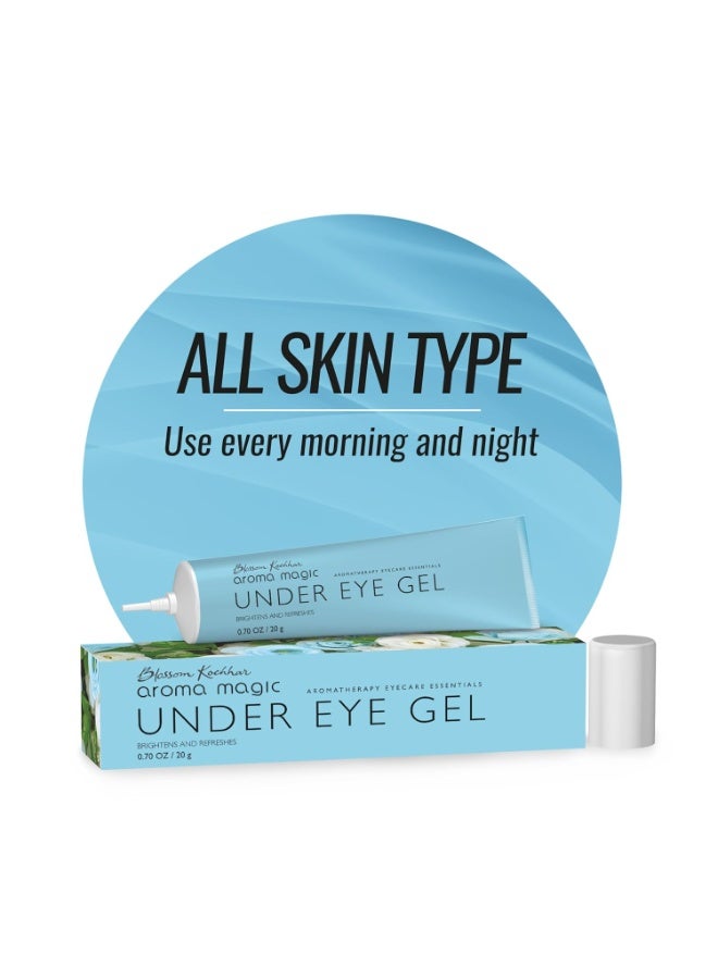Aroma Magic Under Eye Gel | Brightens & Refreshes, Reduces Dark Circles For Lightens, Tightens & Puffiness | With Cucumber, Green Tea, Lemon, & Centella For Women & Men | 20 Gm