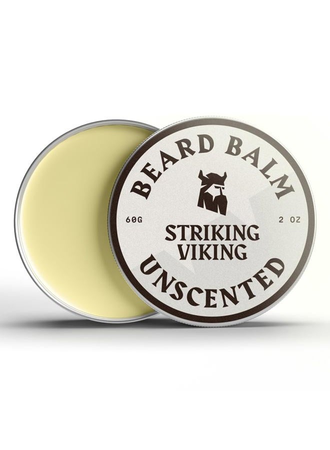 Beard Balm for Men – Light Hold, Unscented, 2 Oz - Leave-in Beard Conditioner with Shea Butter, Tea Tree, Argan & Jojoba Oils - Smooth, Shape & Moisturize Coarse, Dry Facial Hair