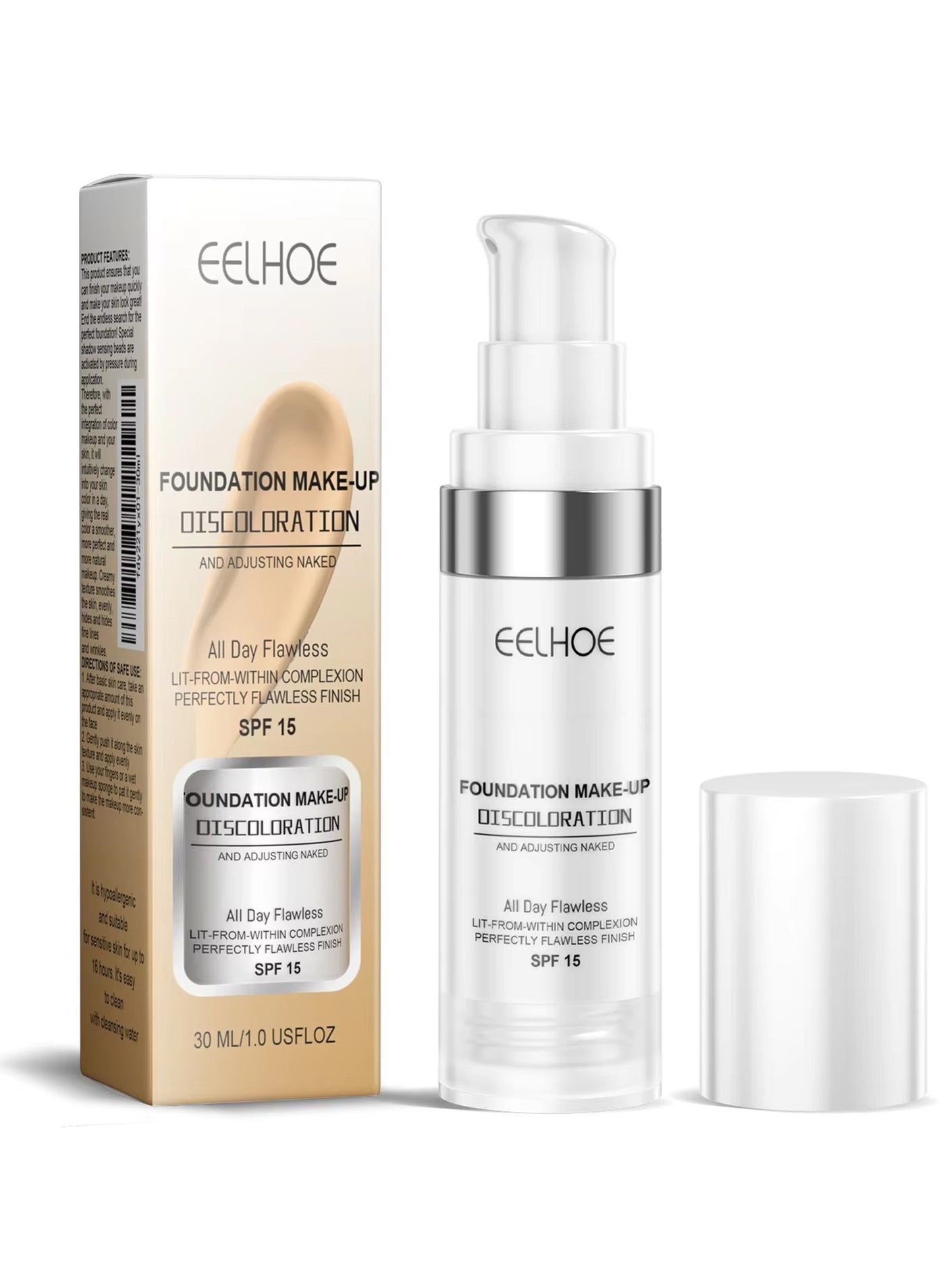 EELOHE Liquid Foundation Brightening Even Skin Moisturizing Hydrating Lasting Oil Control Skin Care Dry to Oily Face Cream