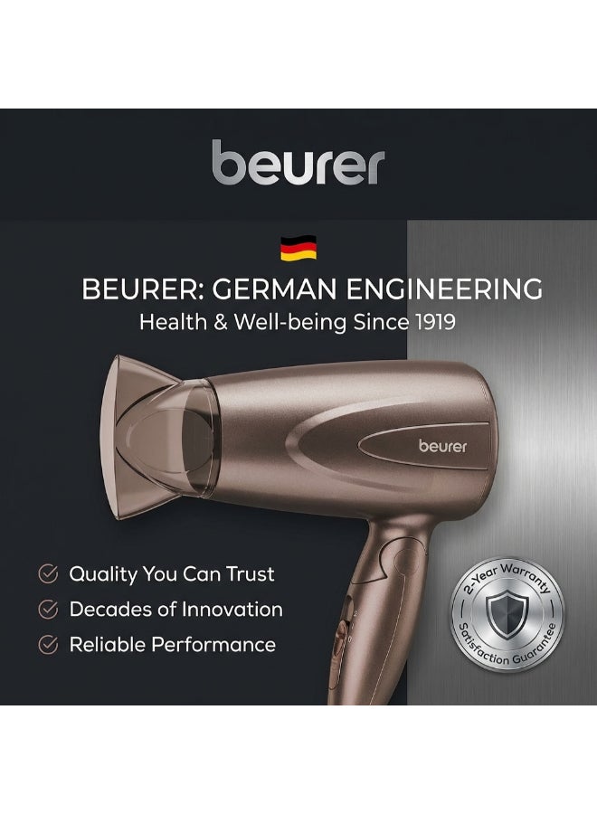 HC17 Compact Hair Dryer, Lightweight Hairdryer with Folding Function, 2 Heat And Blower Settings, 1300 Watts, Overheating Protection And Professional Nozzle, Foldable Handle for Travelling - image 8