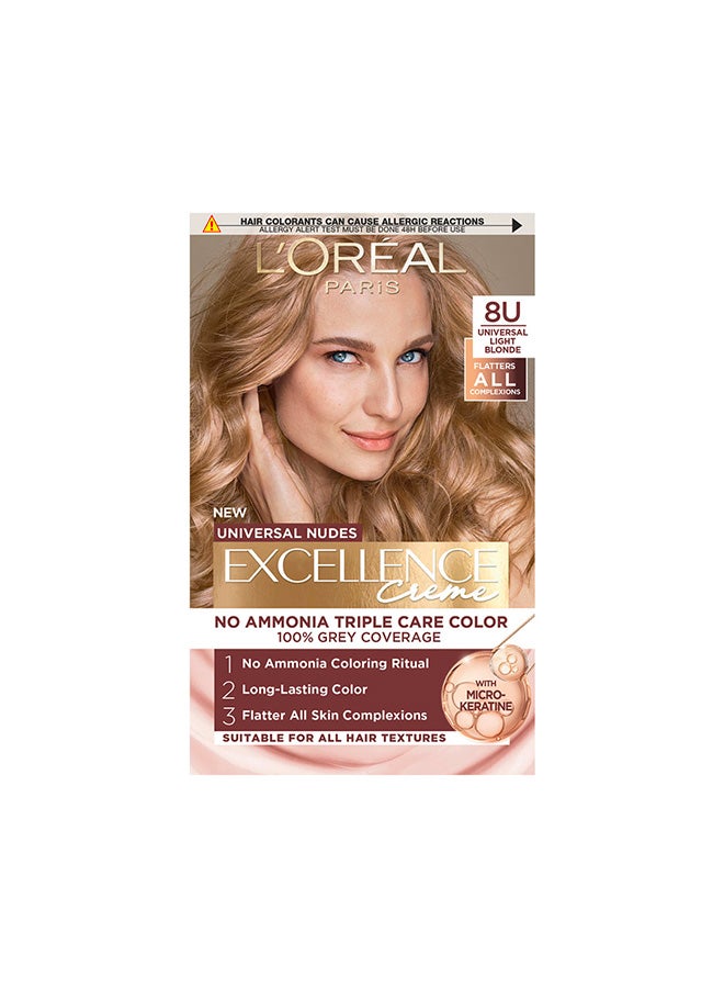 L'Oreal Paris Excellence Crème Universal Nudes Hair Color 8U Light Blonde