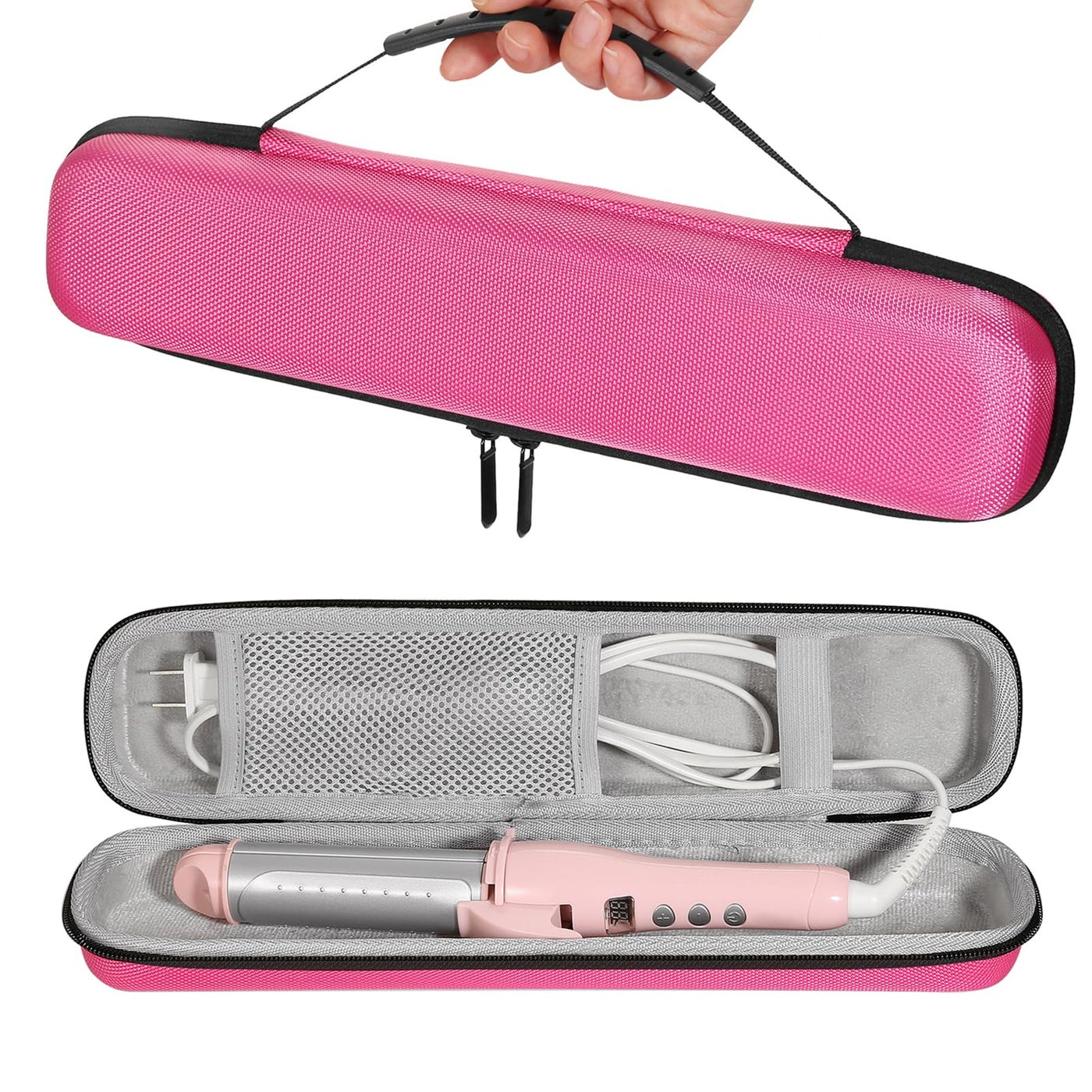 ZbFwmx Travel Case for Hair Straightening Irons Curling Iron Travel Straightener Case Hair Styler Flat Iron Storage Carrying Pouch Bag(Only Case, Pink)