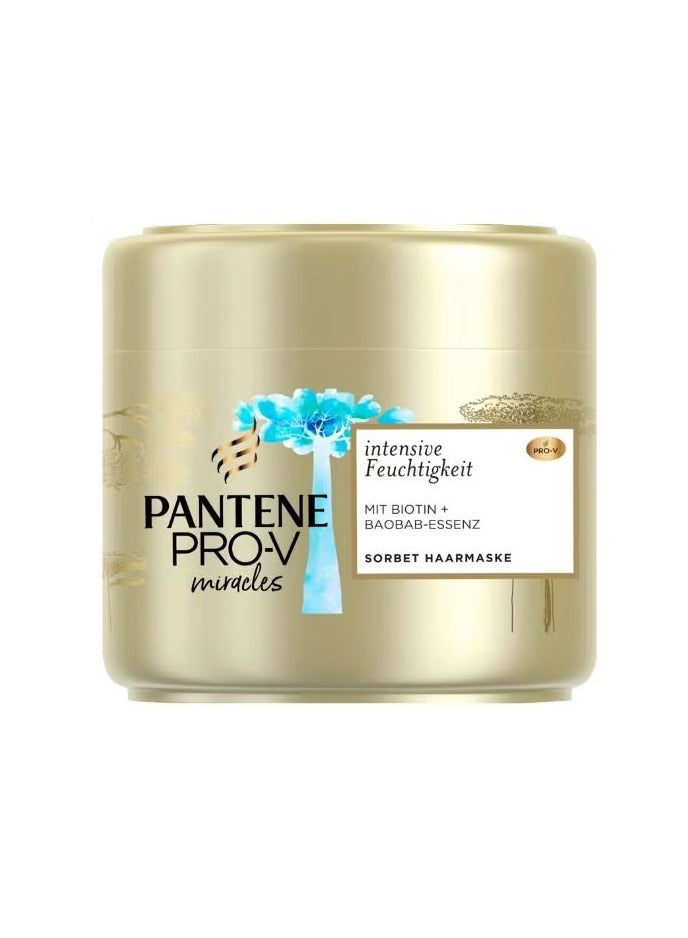 Pantene Pro-V Miracles Sorbet Hair Mask for Intensive Moisture with Biotin and Baobab Essence, ProVitamin B5, Dry and Damaged Hair, 160 ml