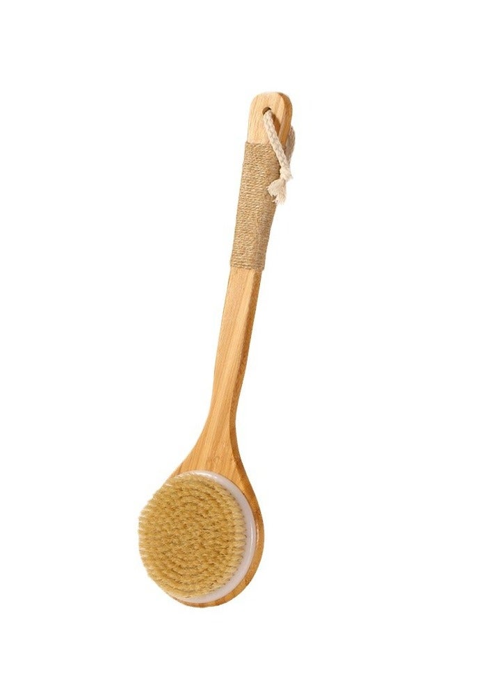 Bath Body Brush Long Handle Bath Back Spa Clean Bath Brush Natural Bristle Shower Brushes Improves Blood Circulation, Exfoliates, Skin Health Wet Or Dry Back Scrubber