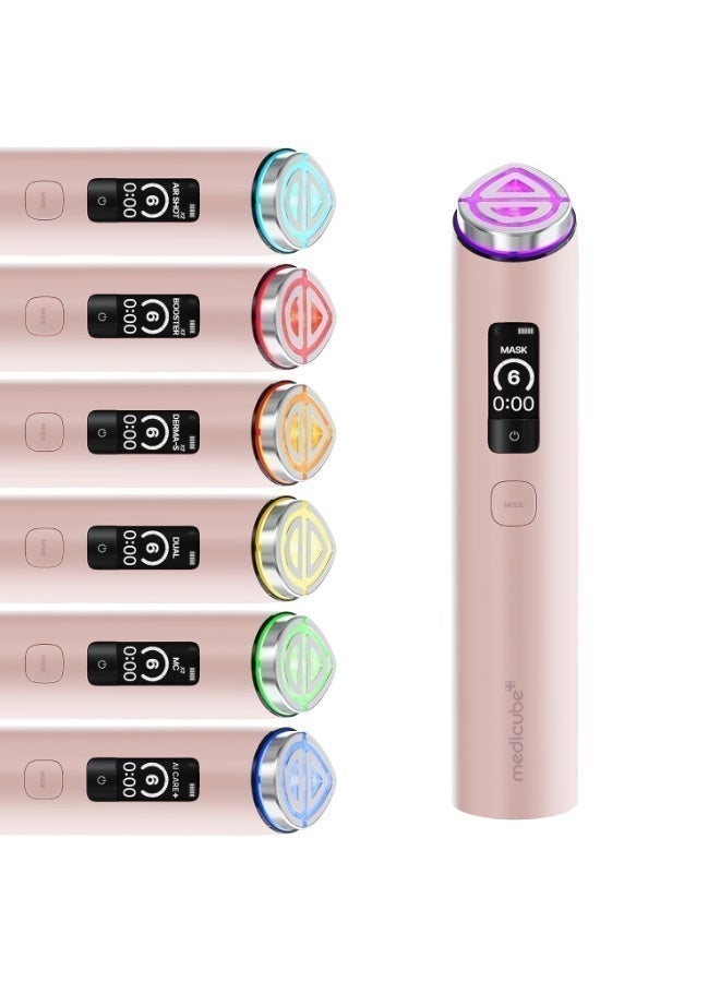 Medicube AGE-R Booster Pro X2 Pink | 8-in-1 Smart Facial Device | Booster Infusion, Microcurrent, EMS, Air Shot, 7-Color LED Therapy & Sonic Vibration | Dual Mode + Mask Mode, App-Controlled At-Home Skincare Tool for Pores, Firmness, Dullness & Uneven Texture