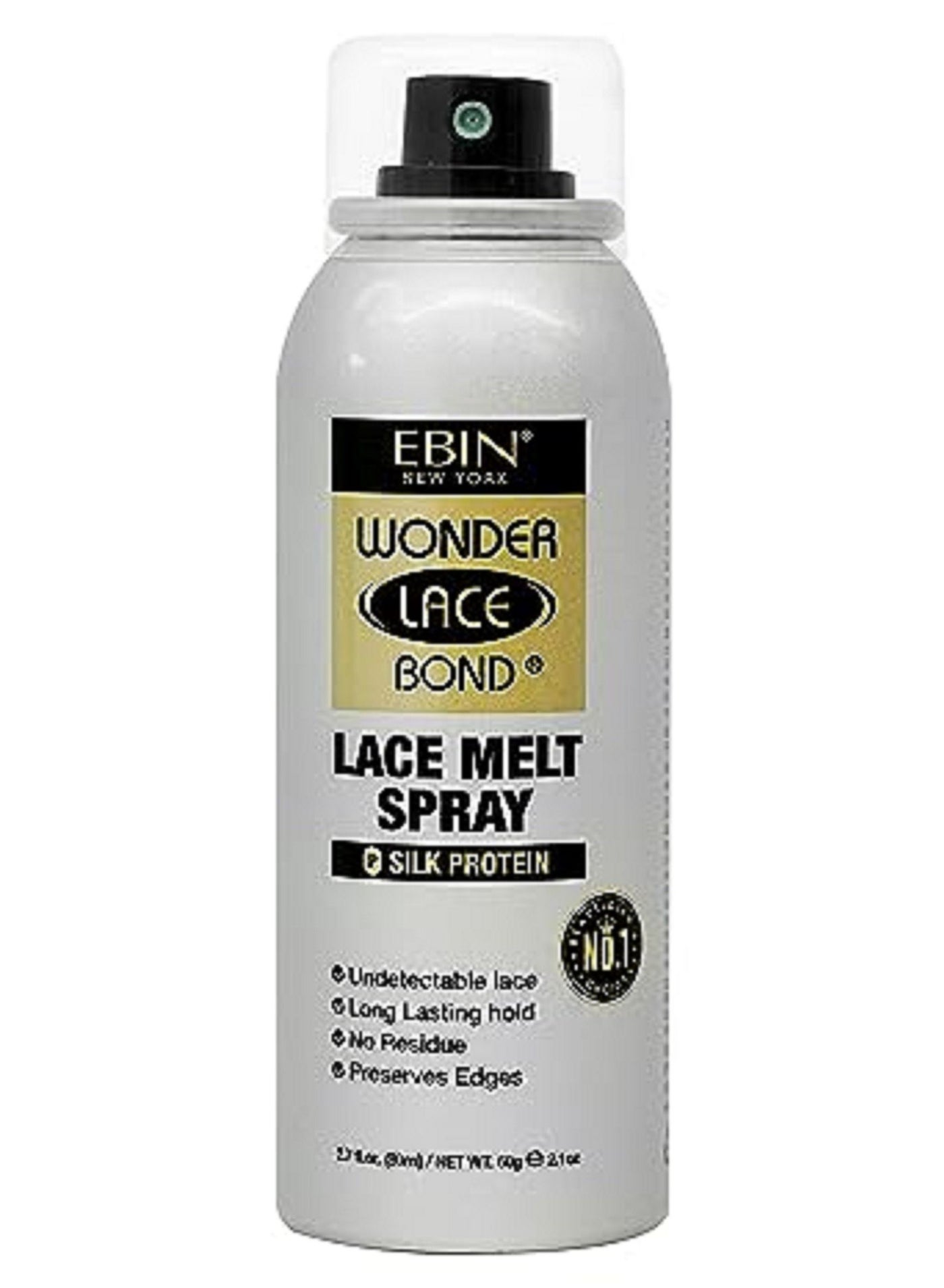 EBIN NEW YORK Wonder Lace Melt Aerosol Spray | Preserves Edges & Undetectable Lace | Long lasting hold | No Residue | Silk Protein + Biotin Infused (80ml./ 2.7oz)