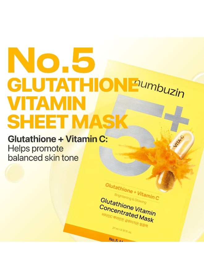 No.5 Sheet Mask | Vitamin Spotlight Sheet Mask | Glutathione and Vitamin C | Reduces Hyperpigmentation, Improves Skin Complexion | Gentle and non-irritating | 5 sheet - image 2