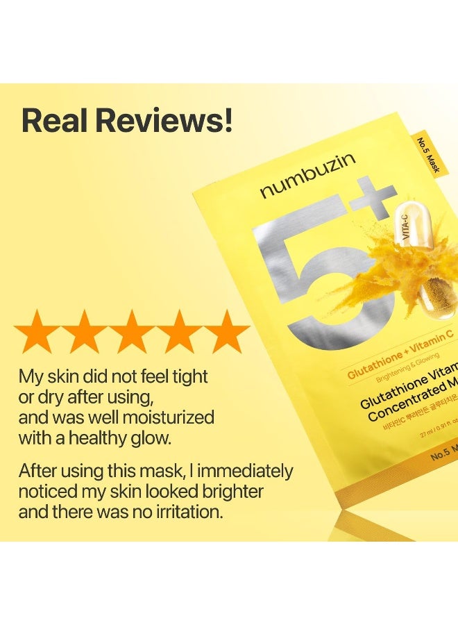No.5 Sheet Mask | Vitamin Spotlight Sheet Mask | Glutathione and Vitamin C | Reduces Hyperpigmentation, Improves Skin Complexion | Gentle and non-irritating | 5 sheet - image 8