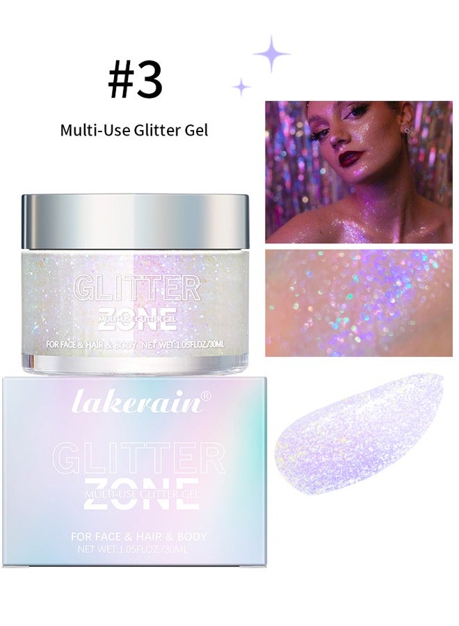 Holographic Body Glitter Gel for Body Face Hair and Lip Color Changing Glitter Gel Under Light Vegan & Cruelty Free Safe and Easy to Use No.03