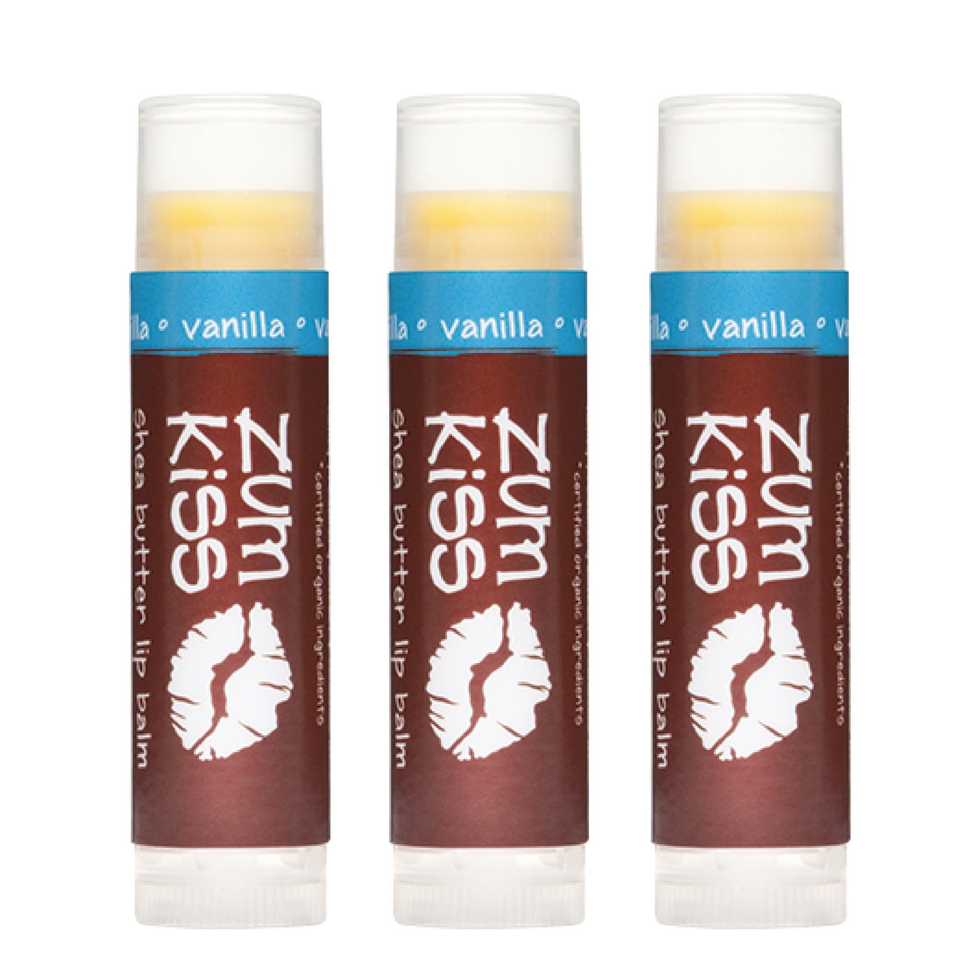 Indigo Wild Zum Kiss Stick - Natural Lip Balm with Organic Beeswax, Sunflower Oil & Vitamin E - Flavored, Hydrating Lip Moisturizer - Vanilla (3 Pack)