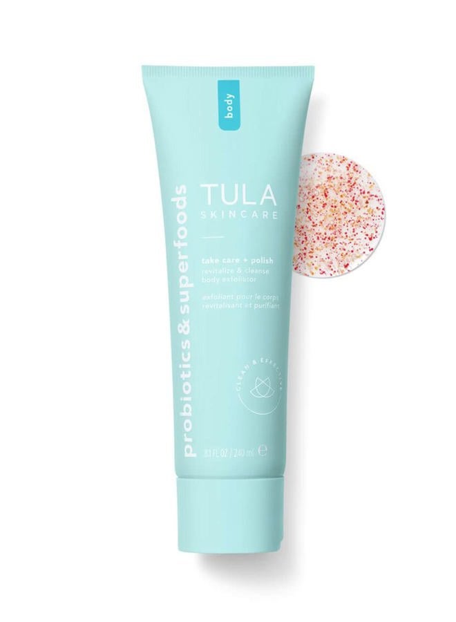 Skin Care Take Care + Polish - Revitalize & Cleanse Body Exfoliator, 2-in-1, Buffs Away Dull Skin & Improves Skin Texture, Contains AHAs, Lemon, and Hibiscus, 8.1 fl oz.