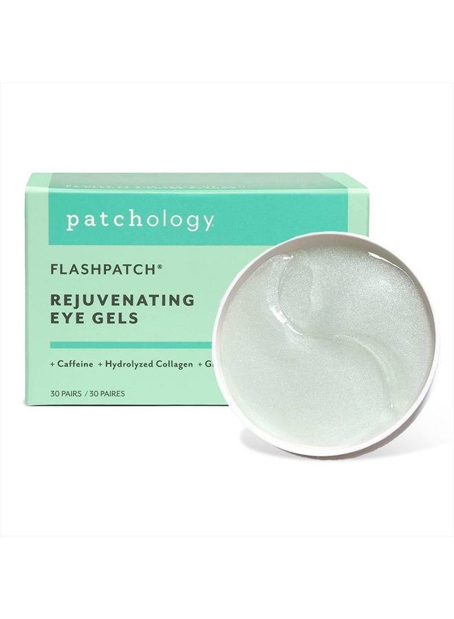 Rejuvenating Under Eye Gels - Hydrating Eye Mask w/Caffeine, Hydrolyzed Collagen & Centella Asiatica- Under Eye Patches For Dark Circles - Minimize Puffiness & Wrinkle Reducer - 30 ​Pairs