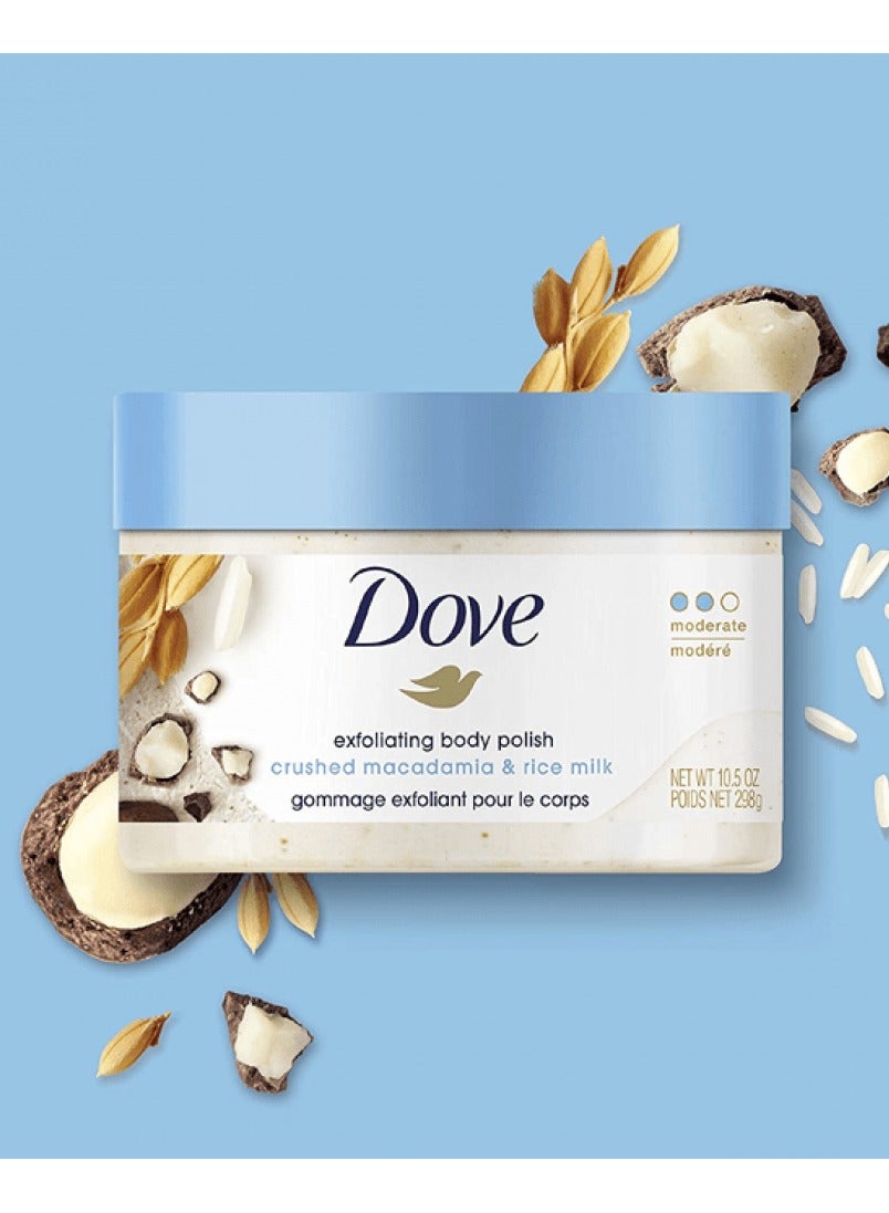 Dove Exfoliating Body Scrub With Crushed Macadamia And Rice Milk Scent 225 ml