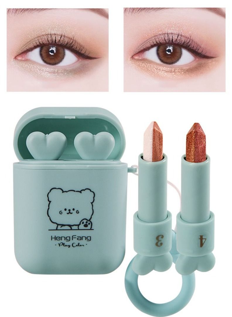 Eye Shadow Stick Double Tube Headphone Storage Box Eye Makeup