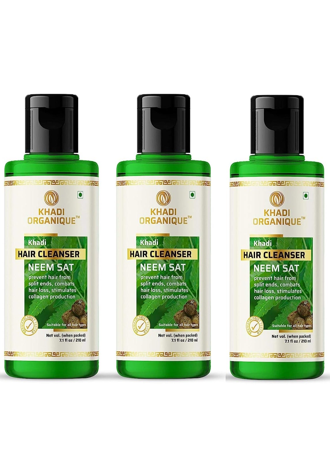 Khadi Organique Neem Sat Hair Cleanser (Shampoo) 630 Ml Pack Of 3