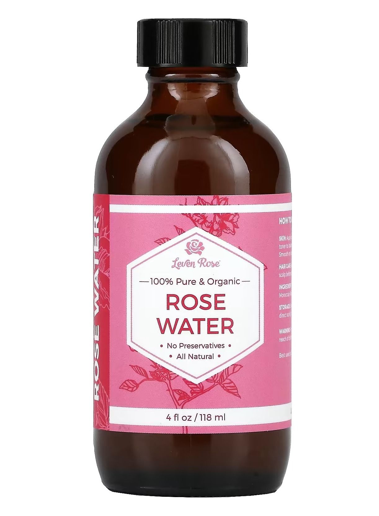 Pure and Organic Rose Water Hair Oil 4 oz 118 ml
