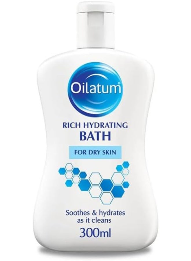 Oilatum Rich Hydrating Bath | For Dry Skin | Contains Emollient to Reduce Skin Dehydration & Gently Cleanses Without Irritation I 300ml