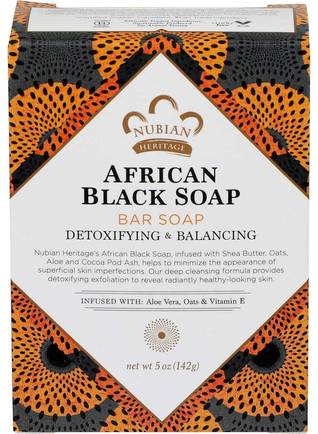 Shea Moisture African Black Soap Bar Soap For Unisex, 5 Oz.