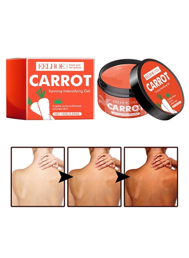 Carrot Tanning Intensifying Gel, with Natural Carrot Oil & Vitamin E, Fast-Acting Sun Tan Enhancer for Deep, Dark, Long-Lasting Color, Hydrating, Water, Resistant Formula for Face & Body, Ideal for All Skin Tones