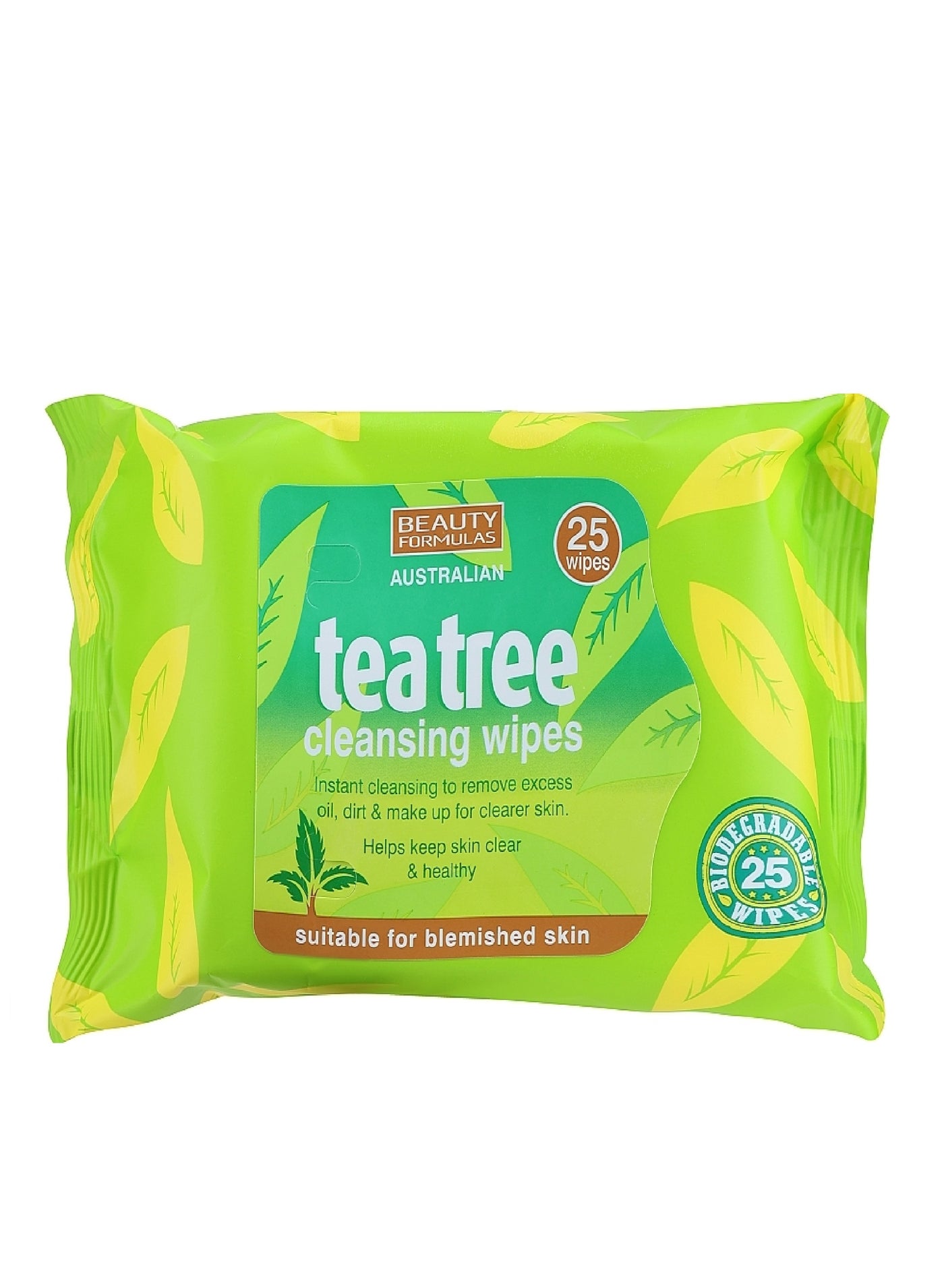 BEAUTY FORMULAS TEA TREE CLNSING WIPES 25'S