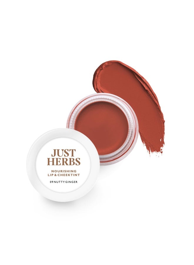 Just Herbs Lip & Cheek Tint Blush | Organic, Long-Lasting Stain | Nutty Ginger Shade | Paraben-Free, Vegan | For a Natural Flush