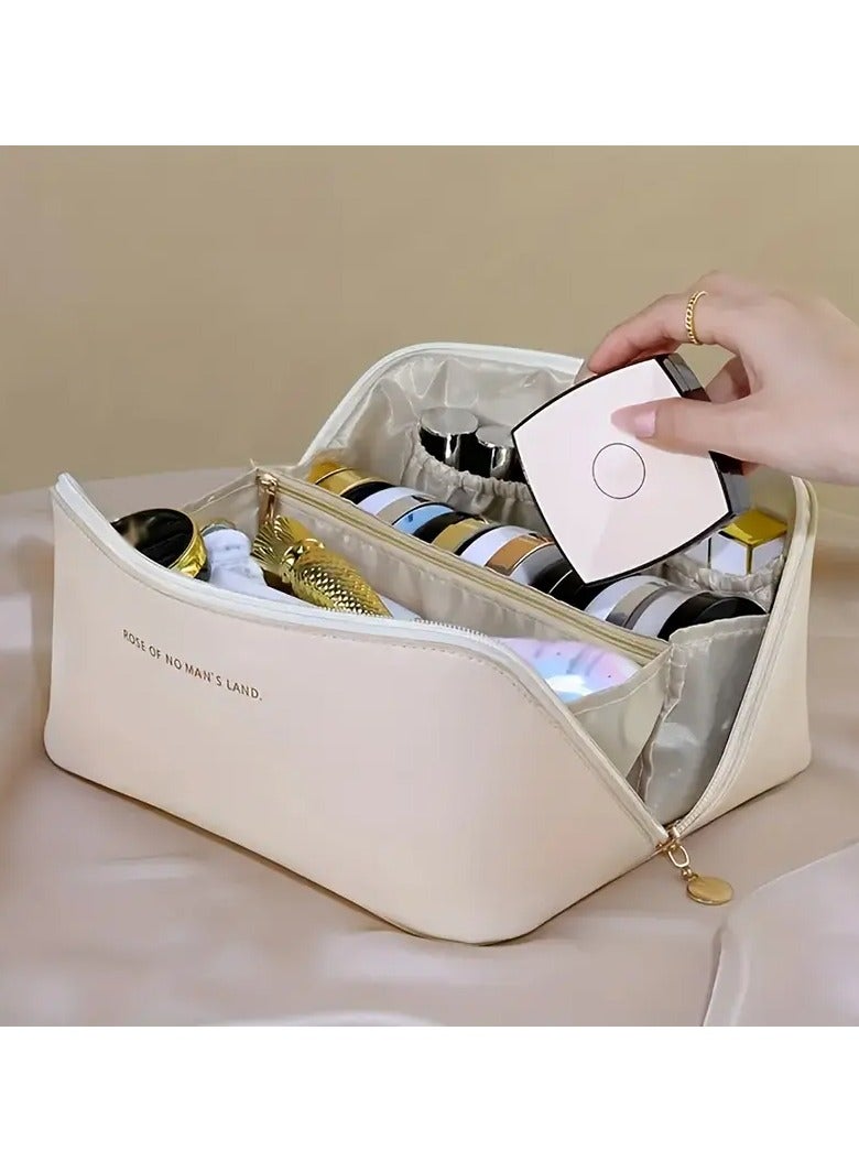 Fashion PU Pillow Cosmetic Bag Portable Travel Storage Bag Handbag Large Capacity Toiletry Bag Partition Classification Maternal And Child Shared Toiletry Storage Bag