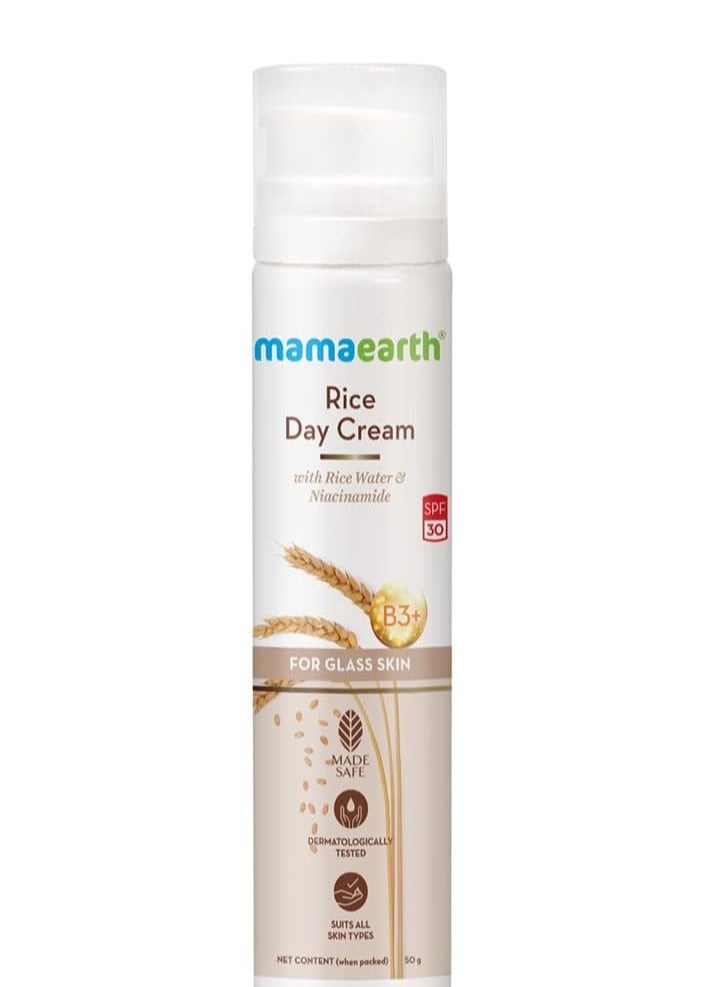 Mamaearth Rice Day Cream for daily use, With Rice Water & Niacinamide for Glass Skin - 50 g