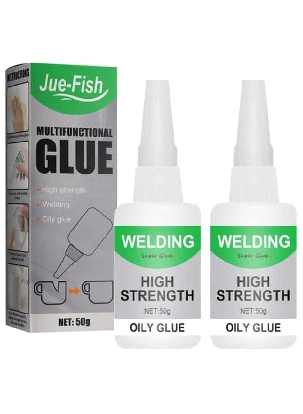 Jue Fish Glue, Jue Fish Multifunctional Glue, Jue-Fish High Strength Welding Oil Glue, Jue Fish Universal Super Welding High Strength Oil Glue (30g-2pc)