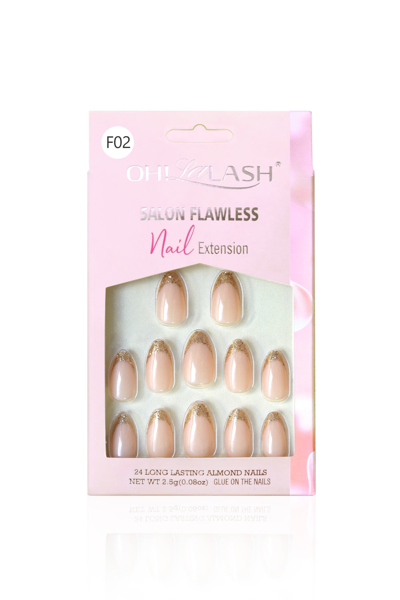 Luxury golden glitter french false nail 24pcs easy apply press on nail tips