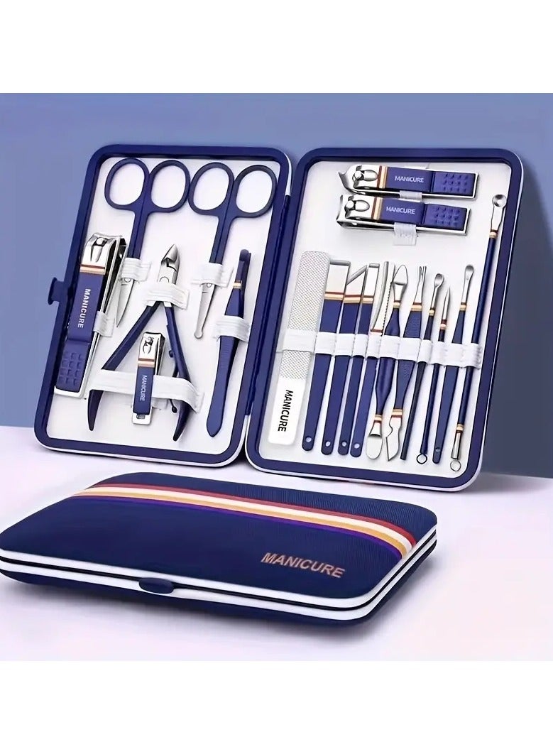 19 pcs Complete Pedicure Kit for Men and Women Includes Nail Scissors Clippers Ear Spoon and Files Perfect for Toe Nail Clipping and Grooming