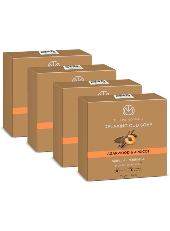 Relaxing Old Soap Bar 100Gm, Premium Long-Lasting Freshness, Agarwood & Apricot, Glowing and Soft Skin, All Skin Types, Pack of 4