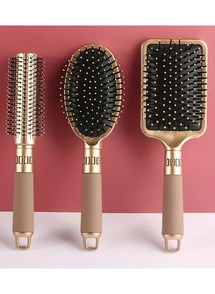 3 PCS Premium Golden & Red Hair Styling Comb - Durable, Anti-Static for All Hair Types, Ideal for Women