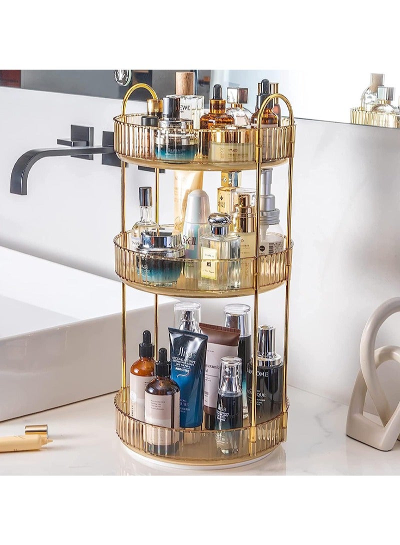Rotating Makeup Organizer for Vanity 3 Tier, High-Capacity Skincare Clear Make Up Storage Perfume Organizers Cosmetic Dresser Organizer Countertop 360 Spinning
