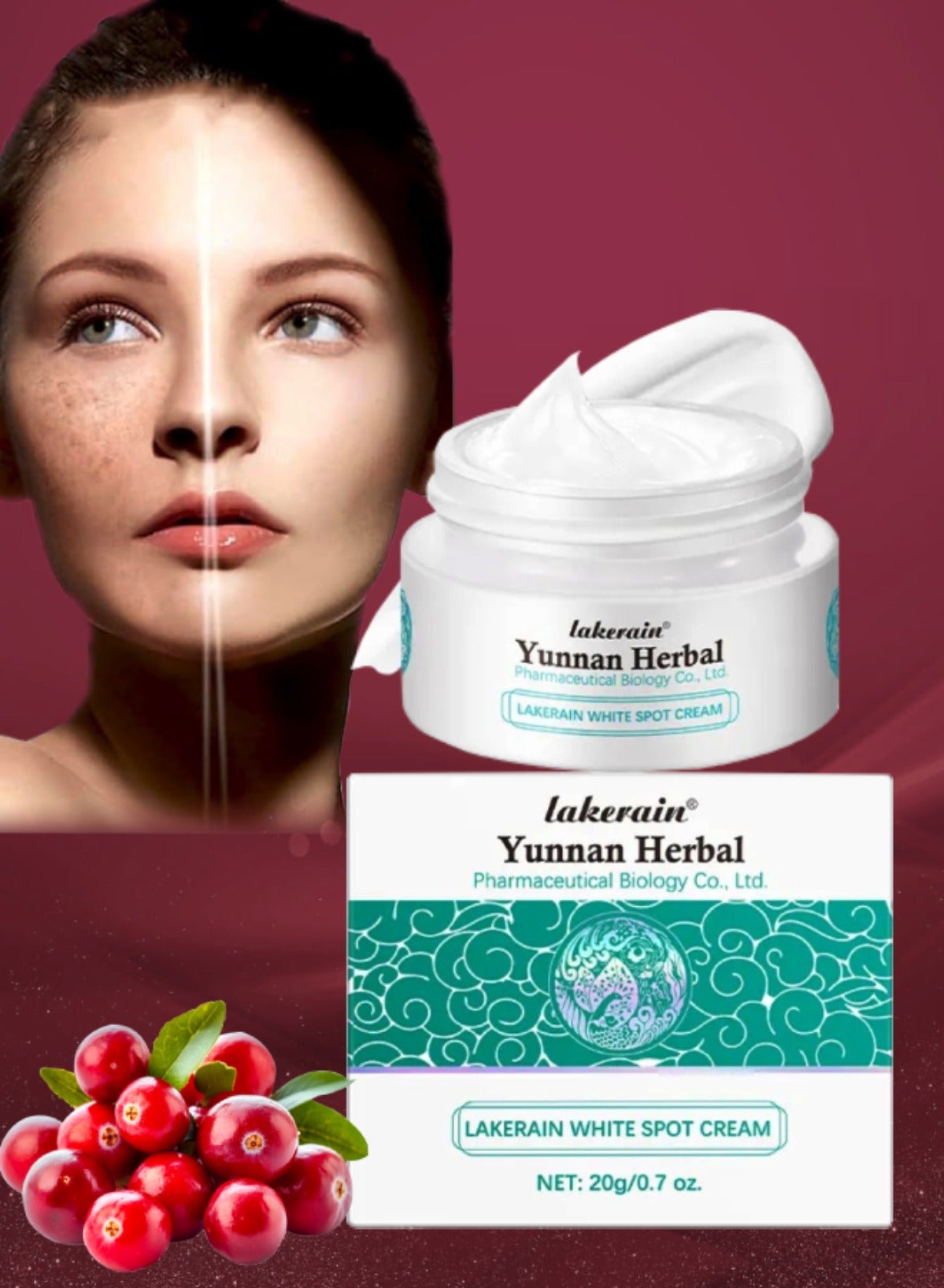 Yunnan Herbal White Spot Cream Anti Freckle Anti Aging Fade Dark Spots and Fine Lines Sunspots Cream Moisturize Hydrate Nourish Smooth Skin Whitening and Freckle Removal Melasma Cream 20g