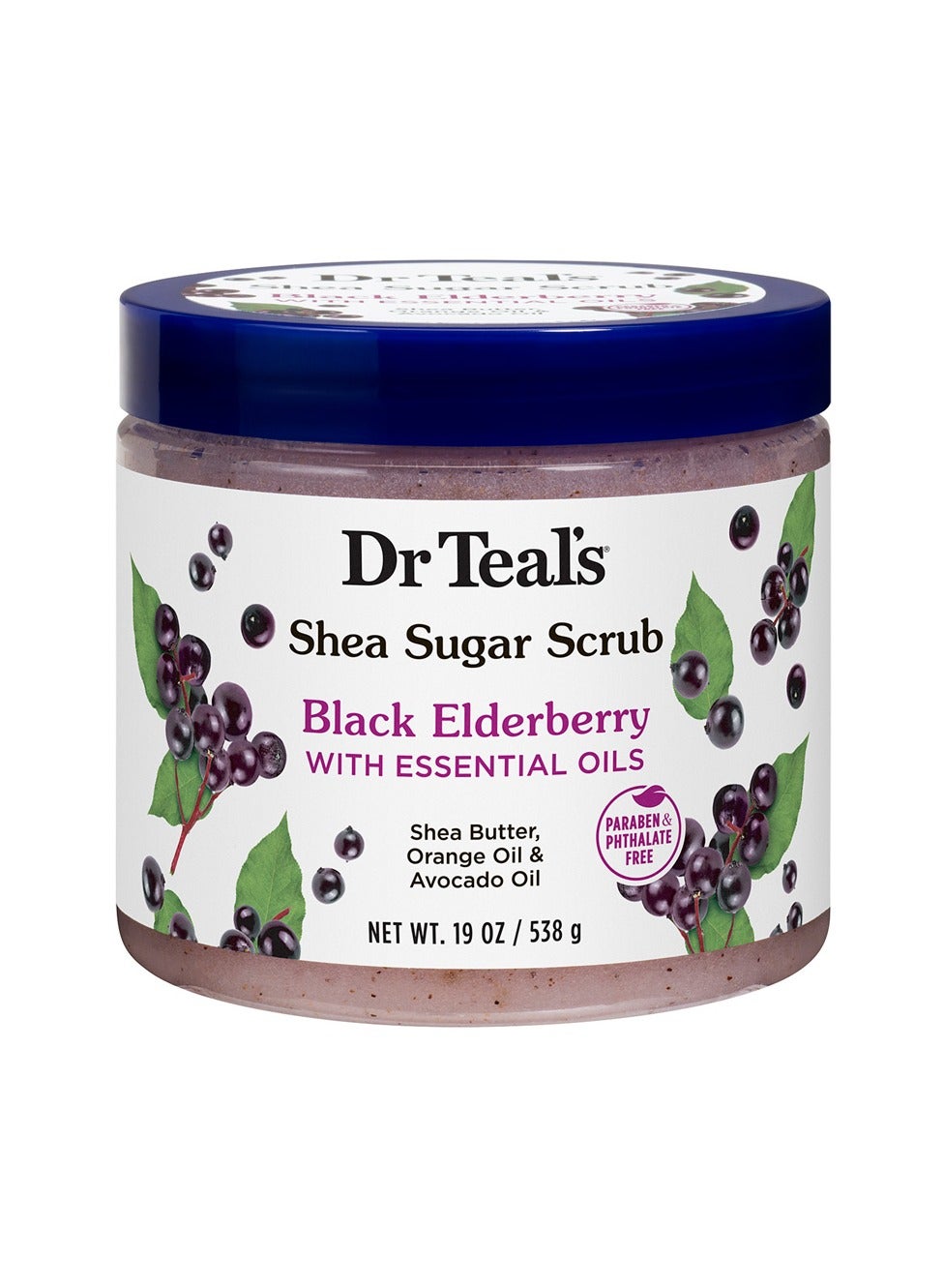 Black Elderberry Shea Sugar Body Scrub for Gentle Exfoliation - Revitalizes Skin & Uplifts Mood with Antioxidants (538 g)