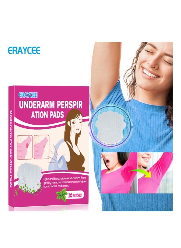 Underarm Sweat Pads Pack of 10 Sweat Protection for Armpit Feet, Odour Refreshing Plasters for Women Man Underarm Odour Pads for Travel, Sports, Daily