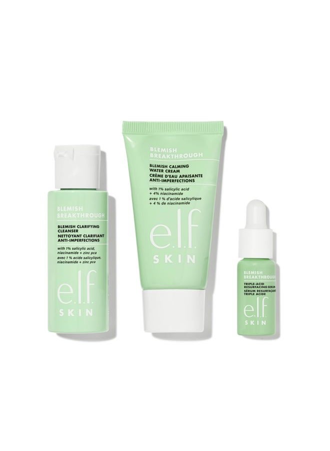 SKIN Blemish Breakthrough Blemish Control Basics Kit, Travel-Size Acne Skincare Routine, Cleanser, Serum & Moisturizer, Vegan & Cruelty-Free
