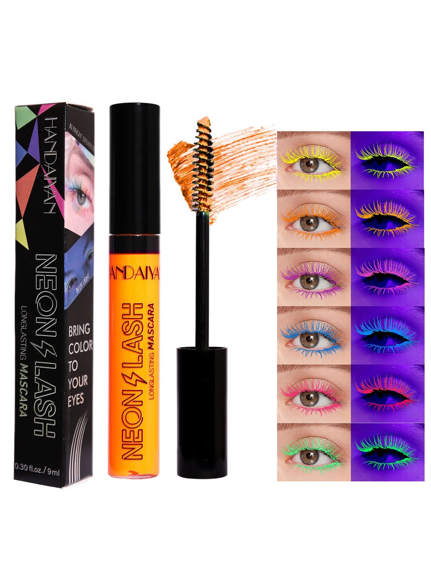 Mascara Volume And Long Waterproof Extreme Volume Colorful Neon Makeup Mascara Intense Length Lasting Curly Slender,Lengthening Smudge-Proof No Clumping,Easy To Apply Best Grande Lash