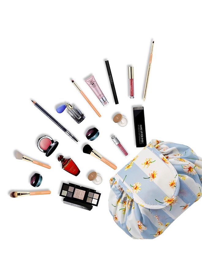 Make up Bag Drawstring Travel Cosmetic Bag Round Magic Toiletry Beauty Kit Pouch Flowering Multicolour