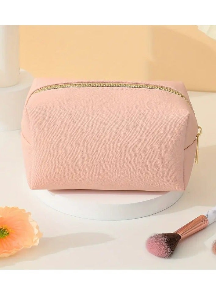 Chic PVC Travel Cosmetic Bag - Portable, Scent-Free Makeup Organizer with Cross Pattern Design