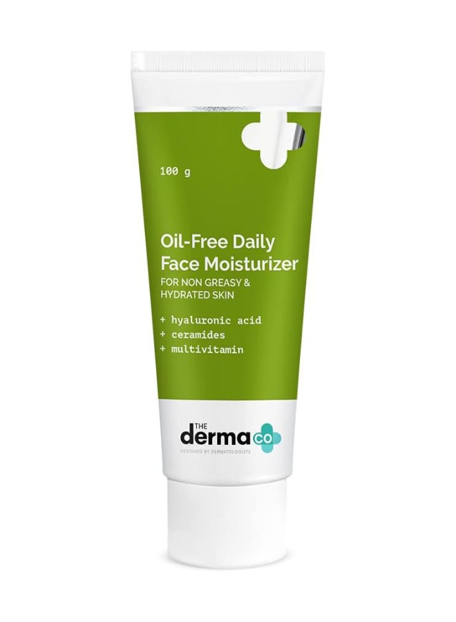 The Derma Co Oil-Free Daily Face Moisturizer With Hyaluronic Acid, Ceramides & Multivitamins for Non-Greasy & Hydrated Skin - 100g Prolonged Moisturization | Strengthens Skin Barrier