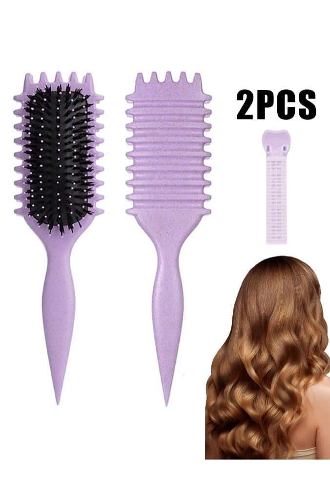 Curl Define Styling Brush,Curly Hair Brush, Wet Dry Detangler Hair Brush, The Essential Tool For Shaping And Styling Your Curls, Achieve Perfectly Defined Curl ，1 pcs clips (purple)