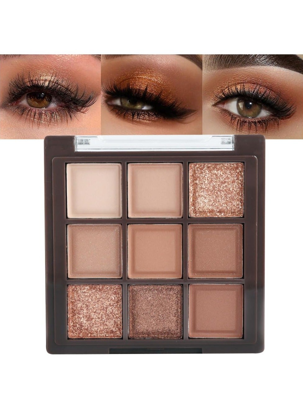 9Colors Nude Eyeshadow Palette Makeup,Taupe Bronze Brown Matte Cream Eye Shadow,High Pigmented Natural Neutral Eyeshadow Palette Nude,Naturing-Looking Long Lasting Waterproof Blendable