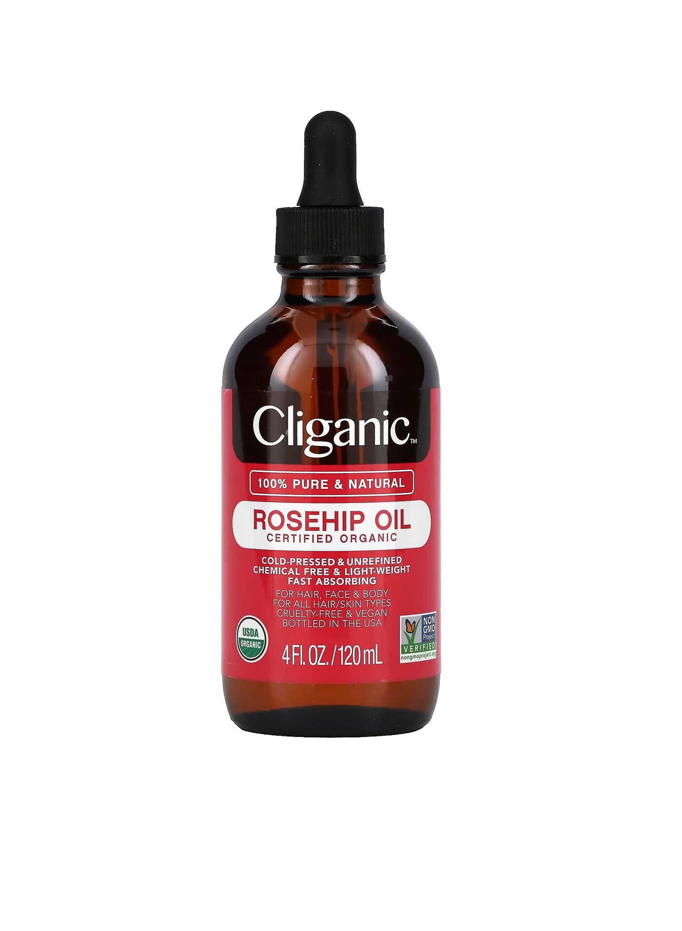Cliganic, 100% Pure & Natural, Rosehip Oil, 4 fl oz (120 ml)