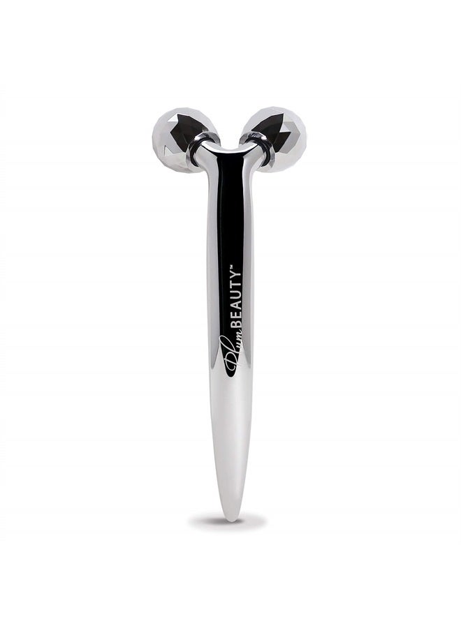 Contouring Face Roller - Skin Care Face Massager Tightens & Tones Skin Appearance, Improves Complexion, and Reduces Aging & Wrinkles, Silver