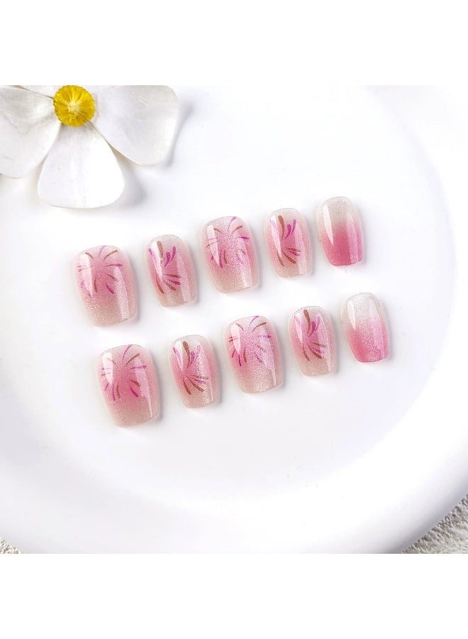 Firework Press-On Nails for Women – Reusable Wearable Nail Tips Set, Glitter Sparkle Stick-On False Nails, Party/Daily Wear