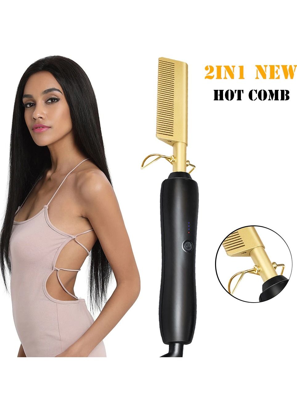 Electric Hair Straightening Comb Beard Straightener Hot Straightening Travel Portable