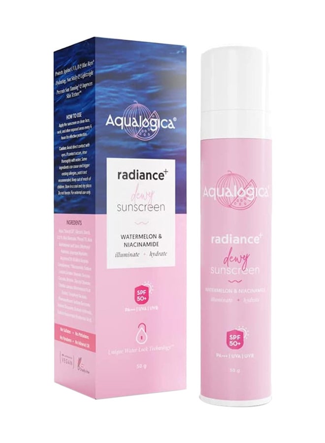 Dewy Sunscreen - Watermelon And Niacinamide, SPF 50+, PA+++, Protects From UVA, UVB, 50 g